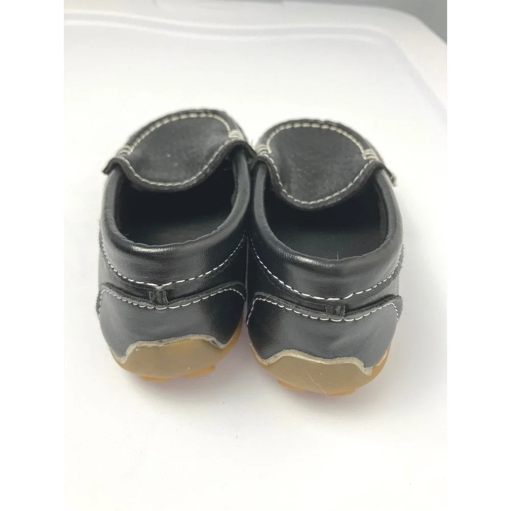 Kids Black Faux Leather Snake Print Loafers Slip On‎ Shoes Toddler Size 7/7.5